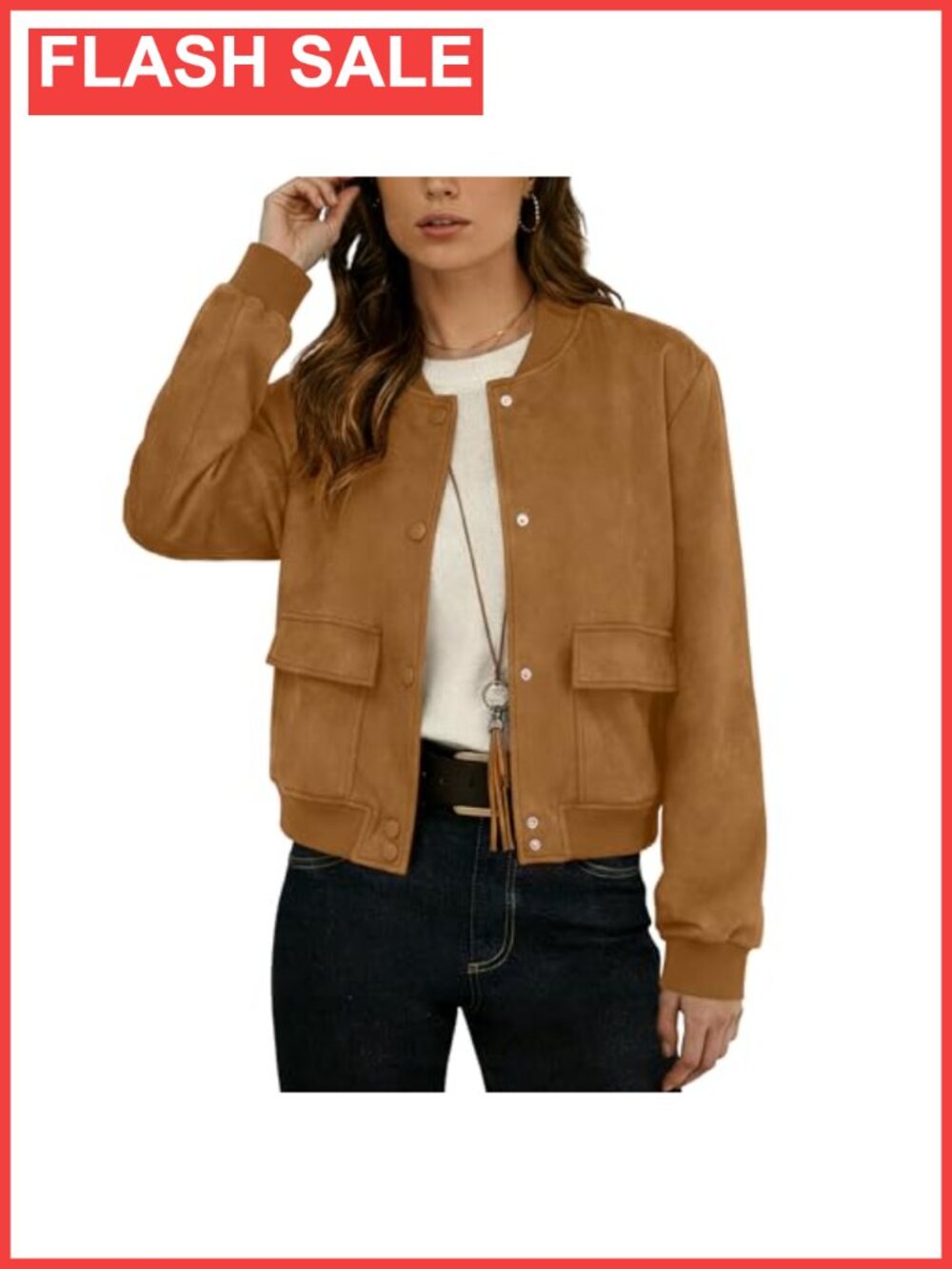 Faux Suede Leather Bomber Jacket Cropped Button Down Varsity Baseball